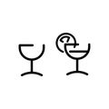 Contour icons of cocktails. Summer cooling low-alcohol drinks. Flat. Vector illustration Royalty Free Stock Photo