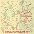 Contour illustration_32_for the design of various objects of human life, the theme for world environment day