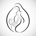 Contour illustration of mom and baby on a white background.