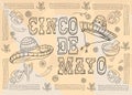 Contour illustration 18 poster design sticker with pattern frame Mexican theme for event decoration and backgrounds