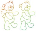 Contour image of teddy bears. Raster clip art.