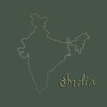 Contour of India map on grey background . India map in national colors on black background. gradient contour  with text Royalty Free Stock Photo