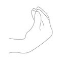 Contour italian hand gesture meaning belissimo or what you want from me. Silhouette black linear contour on a white background