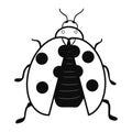 Contour ladybug icon. Creative illustration. Black sketch. Idea for decors, logo, patterns, papers. Isolated vector art.