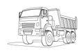 Contour large dump truck. For coloring book page.