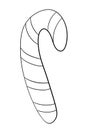 contour line illustration simple design element new year christmas toy lollipop stick striped black color closeup
