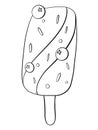 contour line illustration sweet ice cream with toppers berries blueberry sundae on a stick simple menu design element