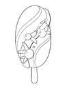 contour line illustration sweet ice cream with toppers sundae on a stick simple menu design element advertisement sticker coloring
