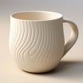 Contour Line White Coffee Mug With 3d Printed Wood Texture Royalty Free Stock Photo