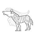 Contour linear illustration with animal for coloring book. Cute zebra, anti stress picture. Line art design for adult or kids  in Royalty Free Stock Photo