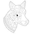 Contour linear illustration for coloring book with pretty dog head. Beautiful animal, anti stress picture. Line art design for