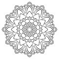 Contour mandala for color book. Monochrome illustration. Symmetr