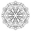 Contour mandala for color book. Monochrome illustration. Symmetr