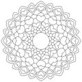 Contour mandala with hearts, simple valentine`s day coloring page