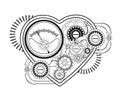 Contour mechanical heart on white background Royalty Free Stock Photo