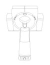 Contour of a medical tomograph from black lines isolated on a white background. Front view. Vector illustration Royalty Free Stock Photo