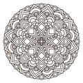 Contour, monochrome Mandala. ethnic, religious design element with a circular pattern