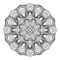 Contour, monochrome Mandala. ethnic, religious design element with a circular pattern
