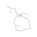 Contour of a mother hugging a sleeping baby on her shoulder. Newborn baby and mom. The concept of childhood, motherhood