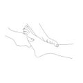 Contour movements during foot massage, basic foot massage movements, vector illustration of spa treatments for foot health