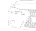 Contour of a part of a sports car isolated on a white background. Front view. Vector illustration Royalty Free Stock Photo