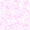 pink contour plums with leaves fruits isolated print hand illustration vector seamless pattern Royalty Free Stock Photo