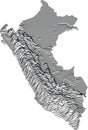 Contour Relief Map of Peru