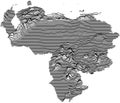 Contour Relief Map of Venezuela