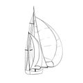 Contour of sailboats on white.