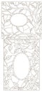 Contour set illustration with stained glass in an abstract framework with flowers, leaves and branches Royalty Free Stock Photo