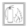 contour signal silhouette fire flame and extinguisher icon