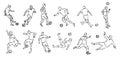 Contour silhouettes of football players