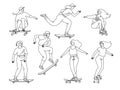 Contour of skateboarders