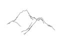 Contour sketch of mountains clipart. Hand drawn rocky peaks everest linear black panorama natural alpine rocky massifs.