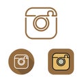 Contour social network cam icon and srtickers set