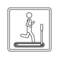 contour square shape pictogram with man in treadmill Royalty Free Stock Photo