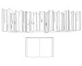 Contour of a stack of books from black lines isolated on a white background. One open book. View from above. Vector