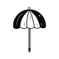 Contour style umbrella icon. Idea for decors, summer and autumn holidays, rainy themes. Isolated vector art.