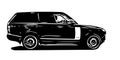 Contour SUV car sketch on isolated background. Monochrome outline drawing of crossover auto Royalty Free Stock Photo