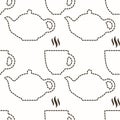 Contour of teapot and cup abstract seamless pattern