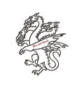 Contour of the three-headed dragon. Mythical animal. Royalty Free Stock Photo