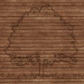 Contour tree on old wooden planks background