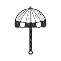 Contour umbrella icon. Fashion. Idea for decors, summer and autumn holidays, rainy themes. Isolated vector art.