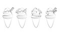 Contour vector illustration ice cream cones. Royalty Free Stock Photo