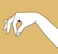 Contour of woman`s hand palm down with pinch fingers Royalty Free Stock Photo