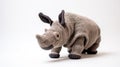 Contoured Shading: Knit Rhino With Crocheted Animal In Bold, Cartoonish Lines