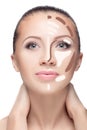 Contouring.Make up woman face.