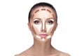 Contouring.Make up woman face.