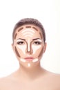 Contouring.Make up woman face.