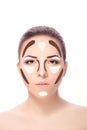 Contouring.Make up woman face.